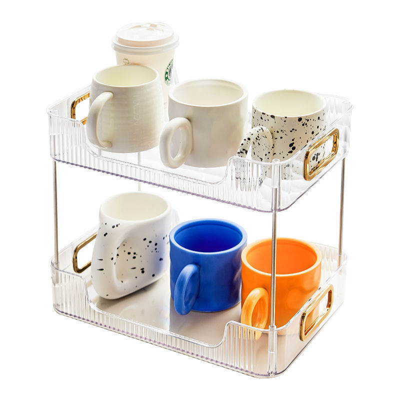 Desktop Storage Rack Water Cup Glass Tea Cup Drain Tray Household Kitchen Living Room and Bathroom Cosmetics Storage Rack