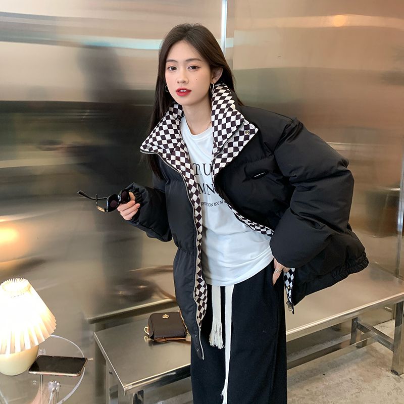 women‘s korean-style fashion brown collar cotton-padded clothes autumn and winter thickening design sense versatile cotton-padded jacket retro slimming coat cotton coat