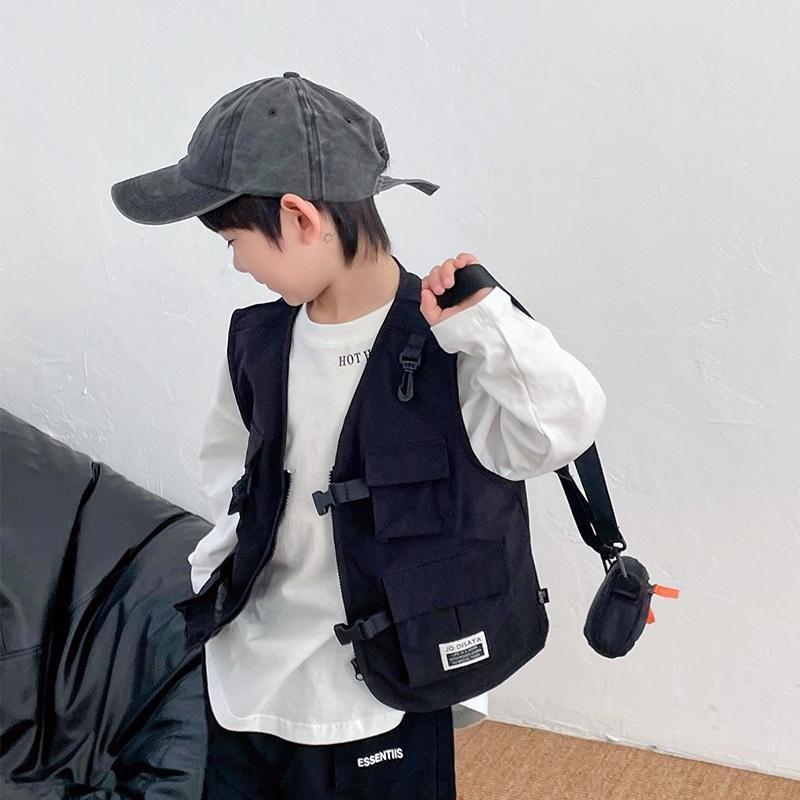 children‘s vest children‘s boys‘ outer wear workwear baby loose short-sleeved shirt children‘s vest boys‘ hip hop vest