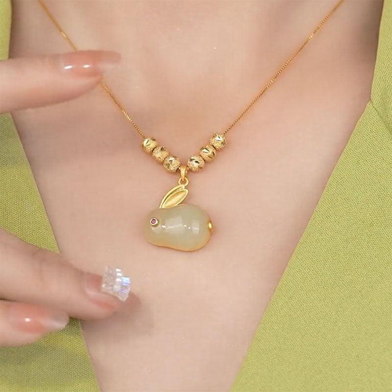 Qian Tu No Quantity Yu Tu Necklace Female Ins Light Luxury Minority Design Rabbit Beads Clavicle Chain Mid-Autumn Festival Gift