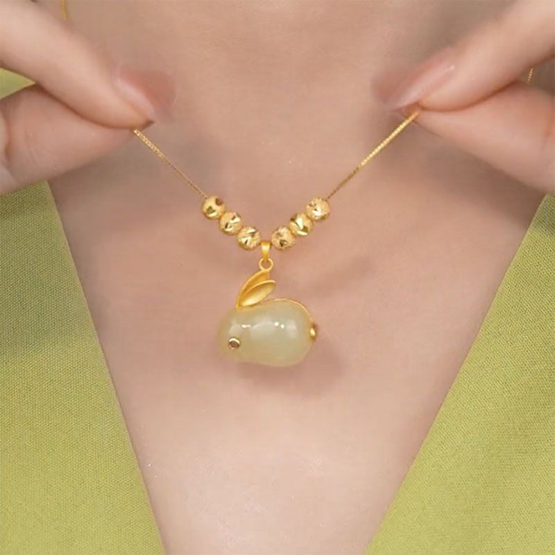 Qian Tu No Quantity Yu Tu Necklace Female Ins Light Luxury Minority Design Rabbit Beads Clavicle Chain Mid-Autumn Festival Gift