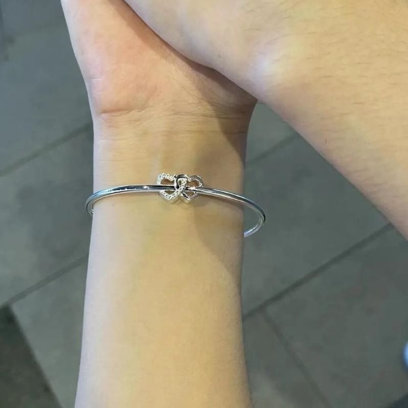 Tiktok Same Style Doppel Herz Bracelet Female Ins Special-Interest Design New Love Personalized Bracelet for Girlfriend Girlfriend Gifts