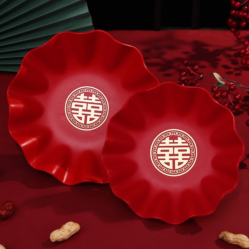 wedding fruit plate wedding candy plate special living room red wedding plate wedding supplies complete collection 2024 new