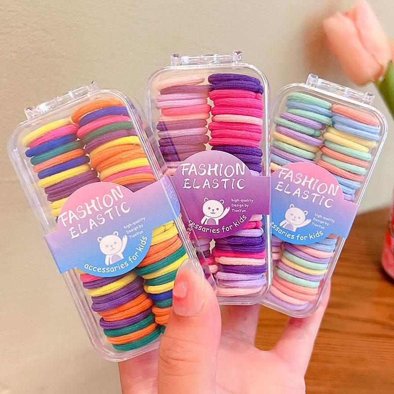 boxed candy-colored rubber band does not hurt hair baby hair ring small size girl head rope children rubber band thumb ring