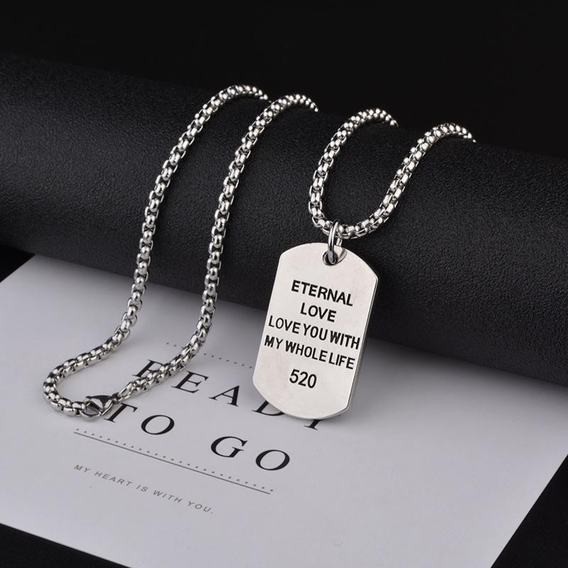 necklace diy love 520 titanium steel pendant european and american ins fashion men‘s fashion personality all-matching hip hop accessories women