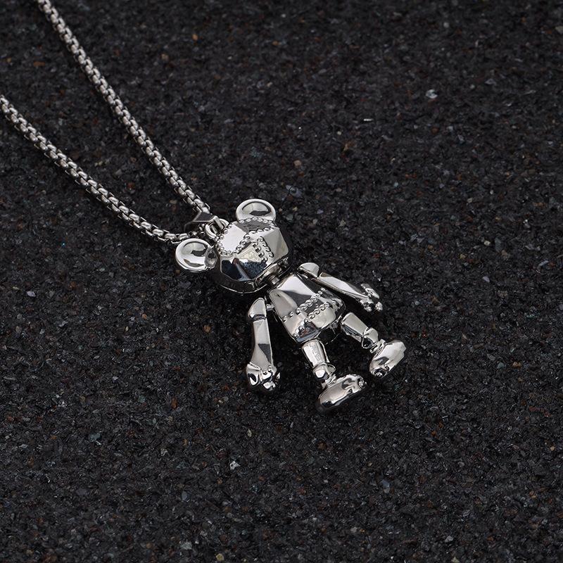 arm movable bear necklace men‘s trendy hip hop punk long wild sweater chain instafamous pendant clothes accessories