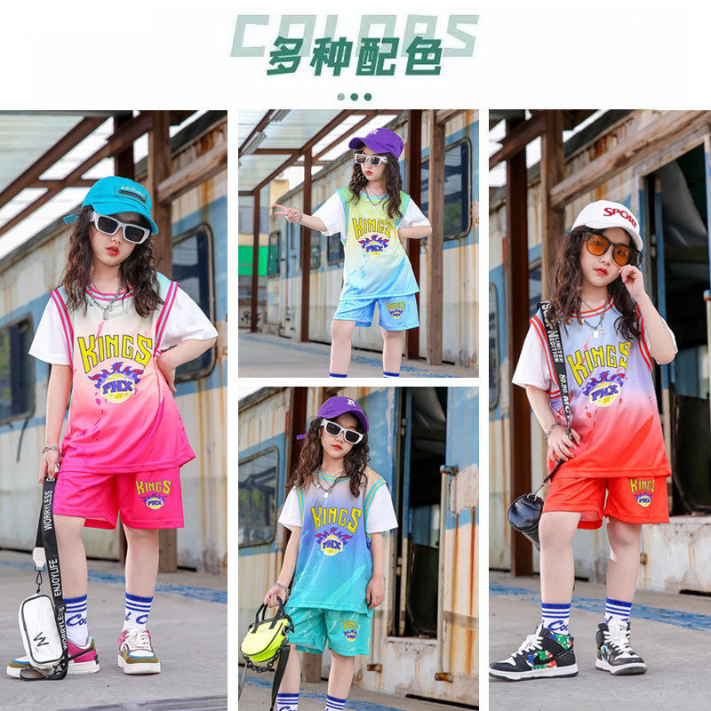 summer children basketball wear suit breathable comfortable sports suit boys and girls primary and secondary school students training jersey kindergarten