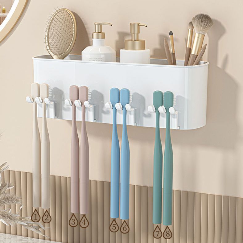 Toothbrush Rack Wall-Mounted Punch-Free Brushing Mouthwash Cup Household Wall-Mounted Bathroom Storage Rack Toothbrush Holder