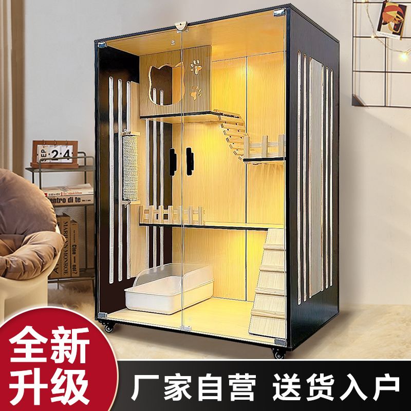 pet cabinet solid wood  cage glass  villa home cattery indoor  nest display cabinet cage pet cabinet