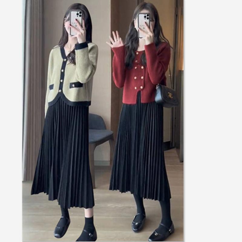 high waist slimming pleated skirt women‘s skirt 2023 spring and summer new all-match elastic waist drape mid-length a- line skirt