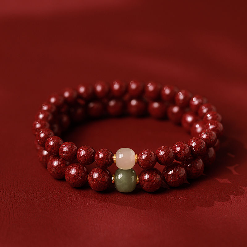 natural raw ore high-content cinnabar purple gold sand bracelet crystal sand transparent bracelet women‘s hetian jade national style single circle