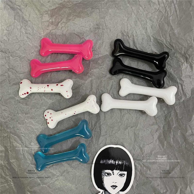 harajuku halloween cute sweet cool bones barrettes y2g hot girl niche fringe accessory gothic side clip headdress