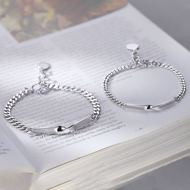 New Mobius Couple Bracelet Student Long-Distance Lover Commemorative Gift Personality Trendy Men and Women Silver Bracelet