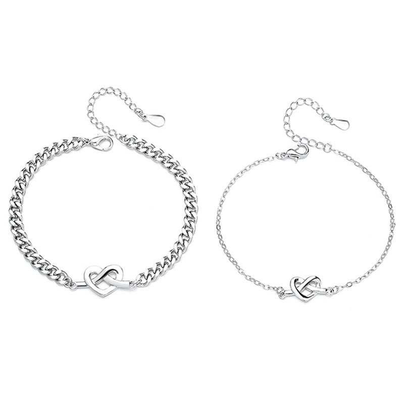 Truelove Knot Couple Bracelet Men & Women Trendy Fashion Bracelet Valentine's Day Gift Simple Love Heart-Shaped Couple Bracelet