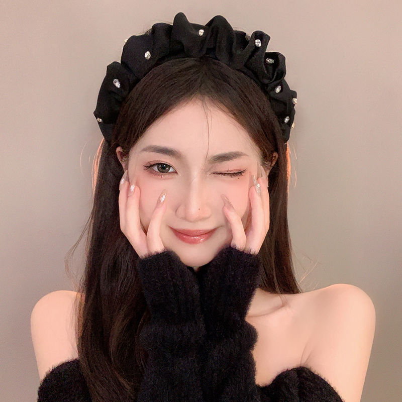 zhao lusi headband with same style women‘s early spring high skull top retro french internet celebrity 2023 new black headband hairpin