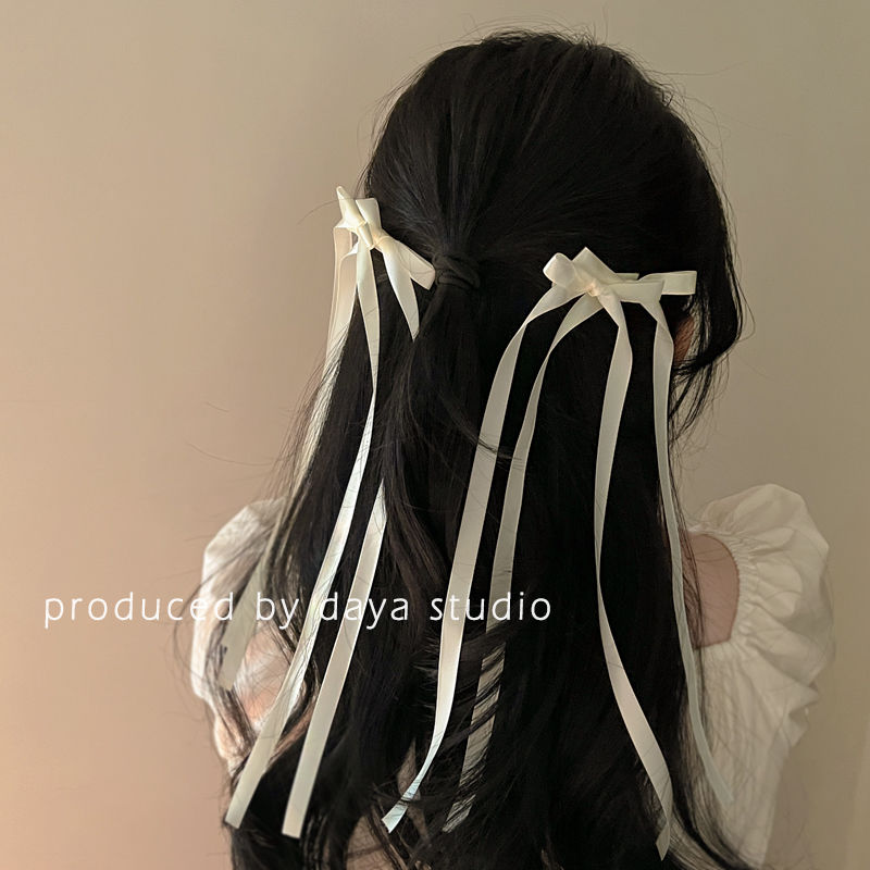 Girly Thousand Knot Double Bow Ribbon Hairpin High Sense Special-Interest Design Sweet Braided Hair Bang Side Clip