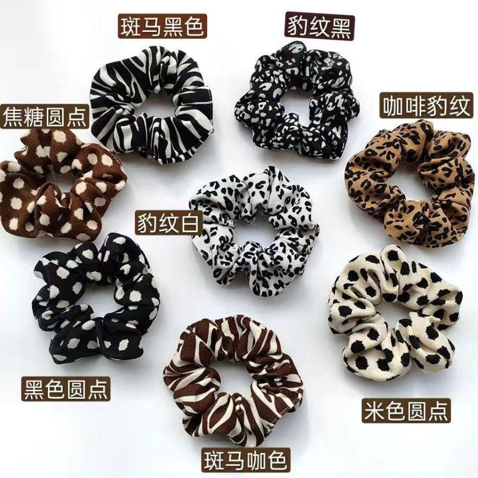 leopard print stud for autumn and winter large intestine ring hair band south korea internet celebrity ins simple headband adult rubber band women‘s hair-binding balls headdress