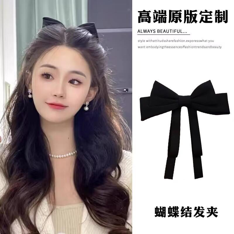 internet celebrity 2023 new bow barrettes female back head spring clip hairware elegant hair pin princess head clip