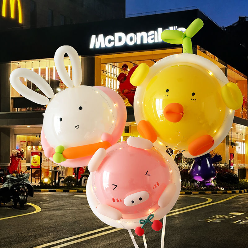 tiktok same style luminous pig bounce ball children cartoon animal chicken bunny balloon night market wholesale stall