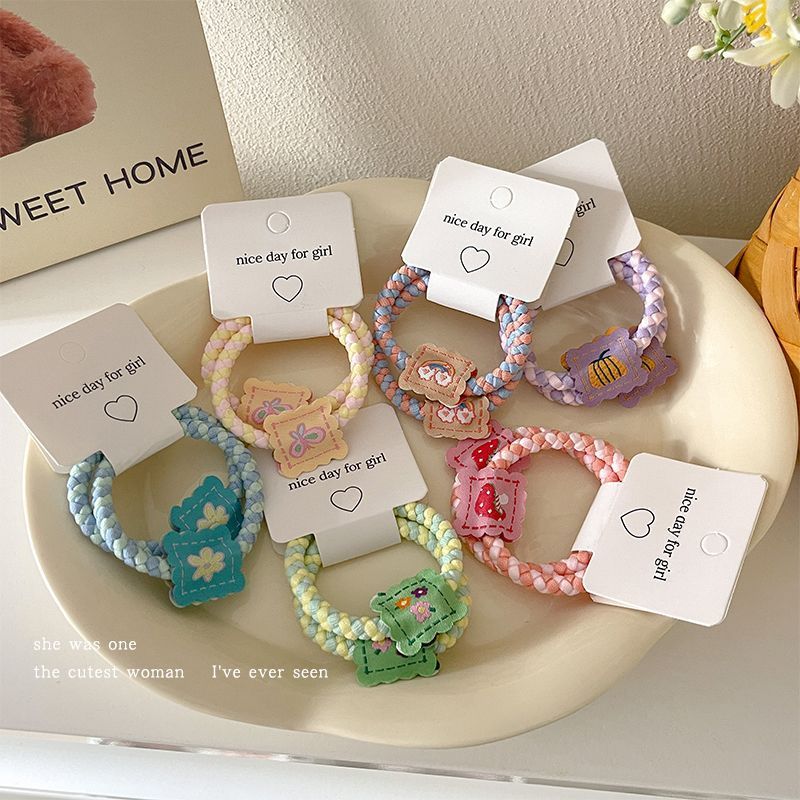 macaron twist braid braided hair rope candy color high elastic hair band hair rope hair band leather cover girl hair accessories