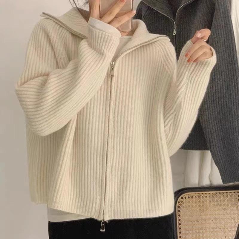 idle style cardigan women‘s knitted blouse versatile autumn and winter small short loose-fitting outerwear sweater coat ins fashion