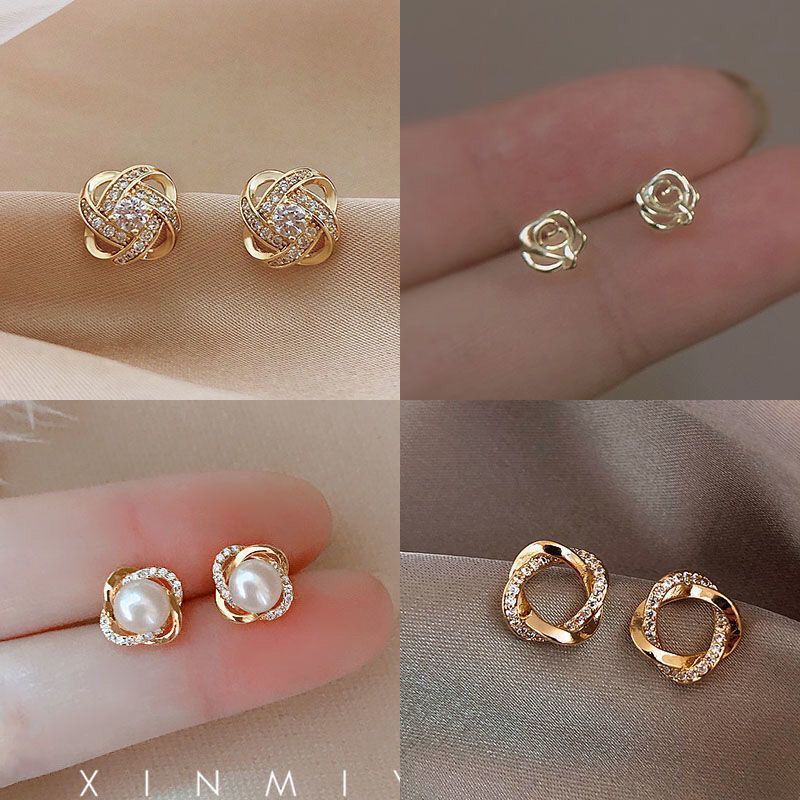 small fragrance temperament zircon four-leaf clover earrings niche design high-grade earrings zero. sew. ayah