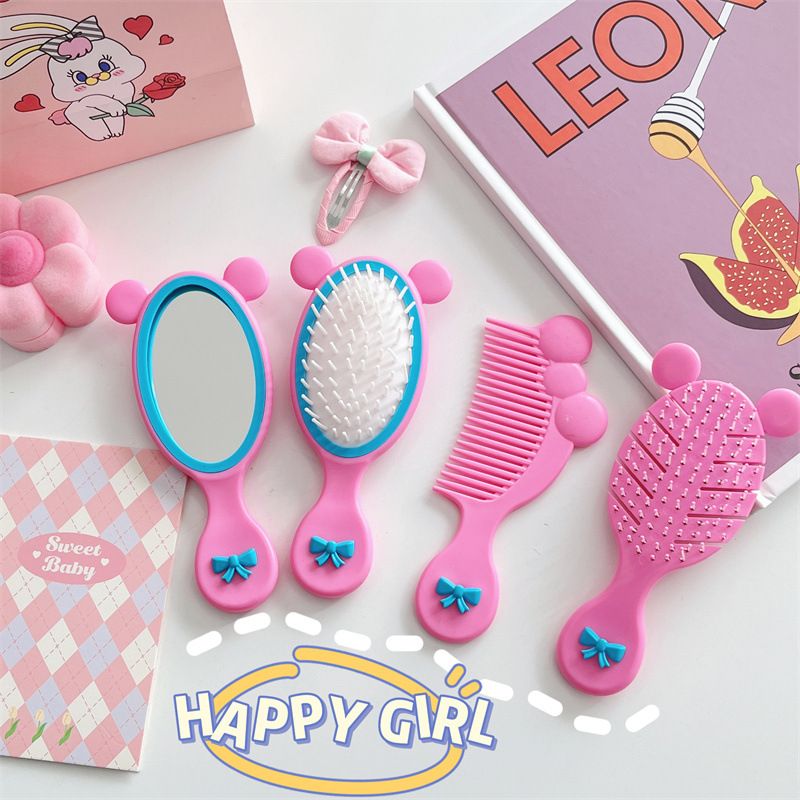 manufacturer cute cartoon children mirror and comb set portable portable comb mirror mini massage cushion comb