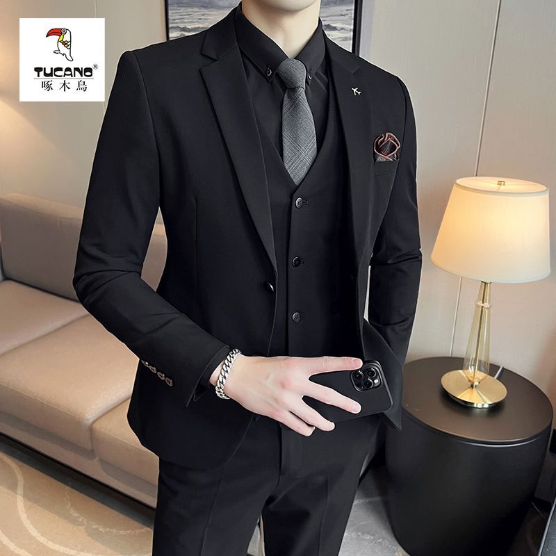 autumn and winter men‘s suit set a complete set of high-end suits business casual formal wear groom wedding suit