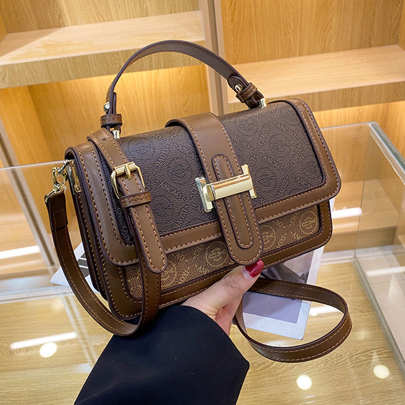 women‘s high-quality small bag 2023 new korean style retro printed shoulder bag all-match portable crossbody small square bag