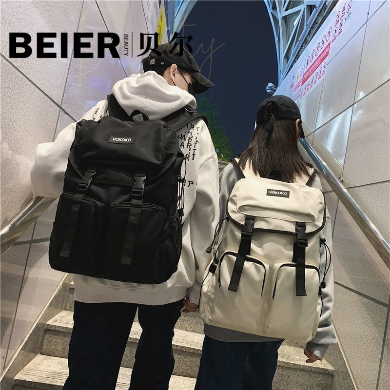 bell large capacity backpack female college student korean style trendy cool travel backpack hong kong style fashionable high school schoolbag male