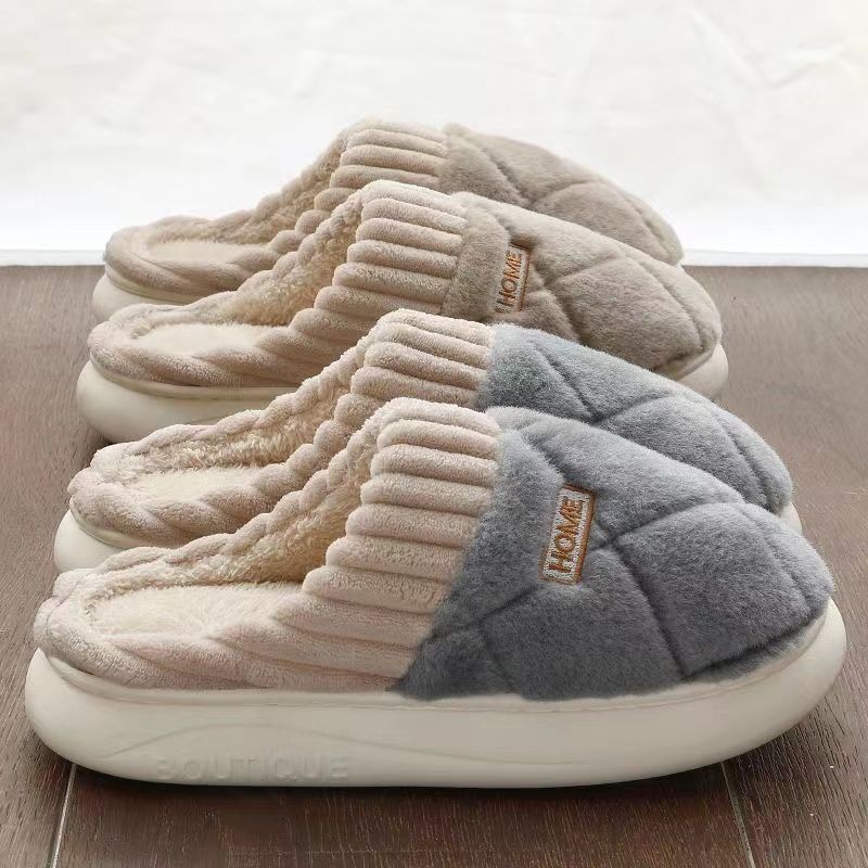 cotton slippers men‘s winter 2023 new indoor household thick bottom non-slip warm plush cotton slippers women‘s outer wear