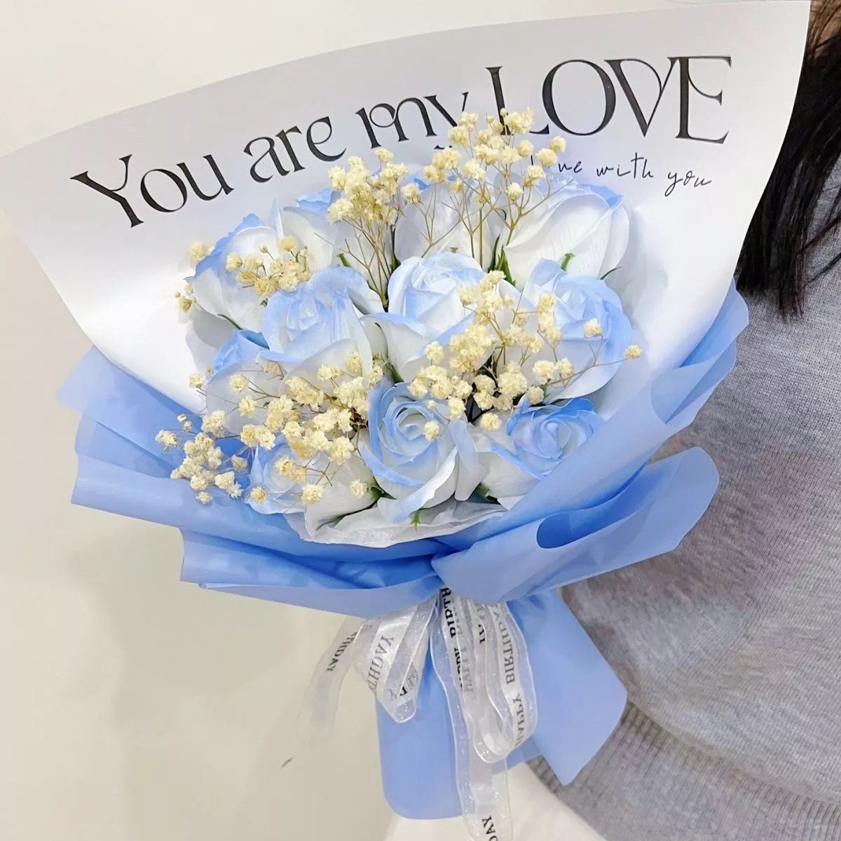 [xiaohongshu same style] internet celebrity ice crushing blue rose soap flower finished bouquet for girlfriend girlfriends classmates