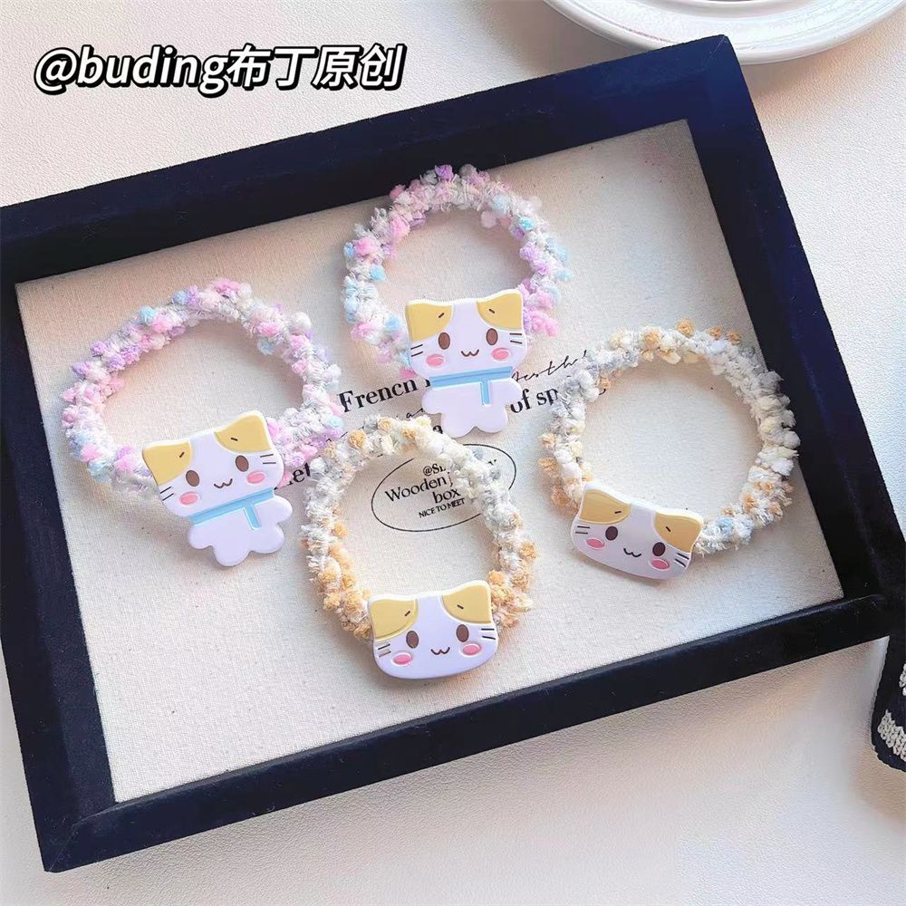 autumn and winter cute cotton candy cat hair rope sanrio ougu early meow head rope high elastic rubber band student girl