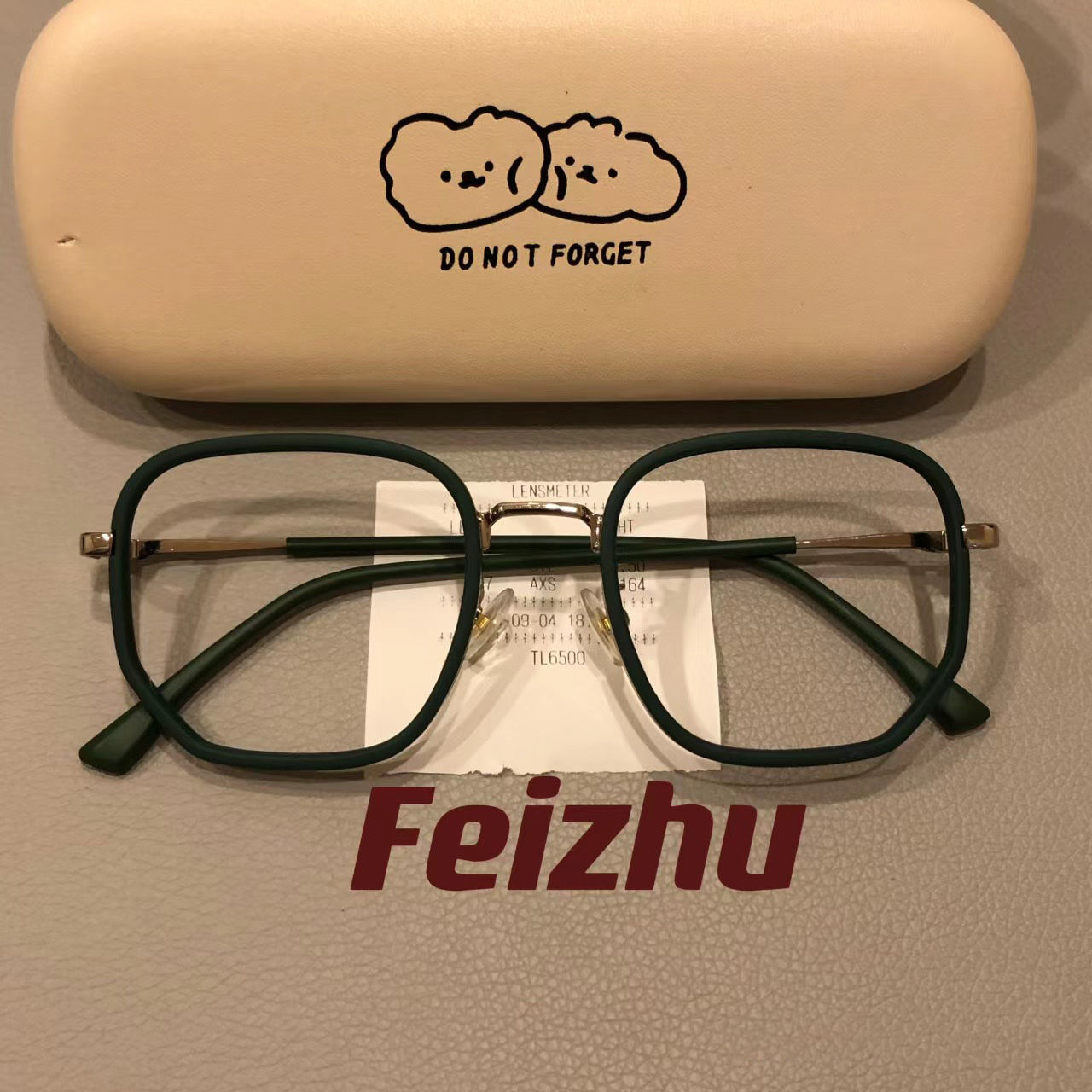 xiaohongshu same style large frame slim look face without makeup gadget deep green， male with myopic glasses option glasses with diopters female student