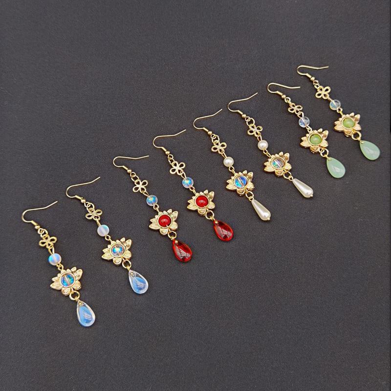 special offer clothes super fairy water drop earrings long super fairy retro style chinese court style ear studs antique accessories accessories