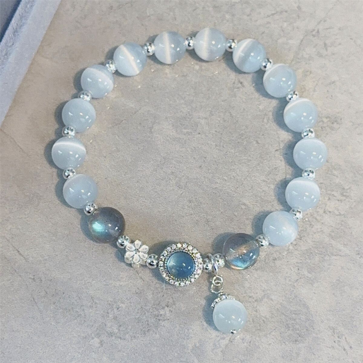 aquamarine crystal opal bracelet ins special-interest design non-fading high-grade peach blossom bracelet birthday gift