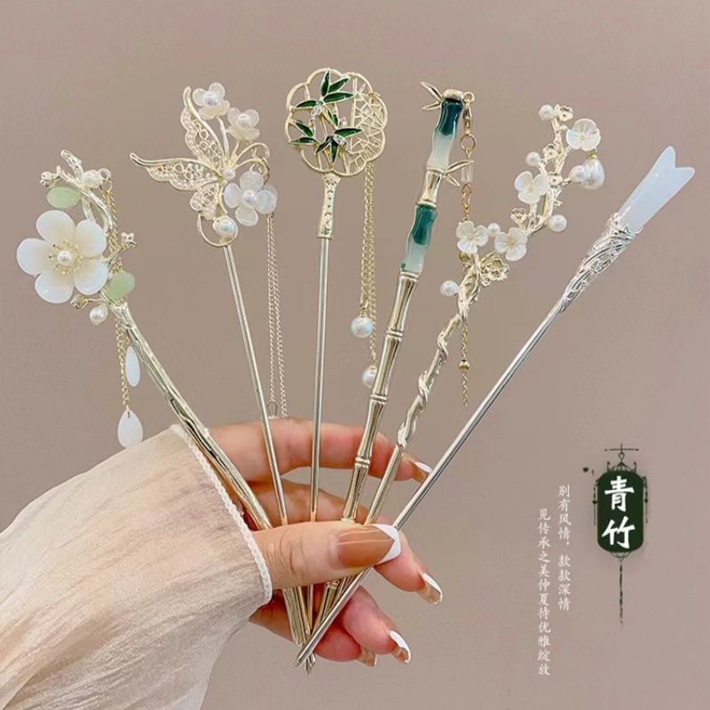 ancient style magnolia tassel hairpin new chinese style temperament back head hairpin national style simple plum blossom step shake hair accessories