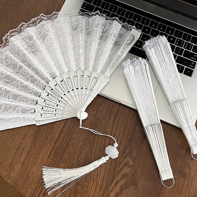 vintage lace chinese style fan dancing folding fan photo han chinese clothing cheongsam photo ancient style posing props