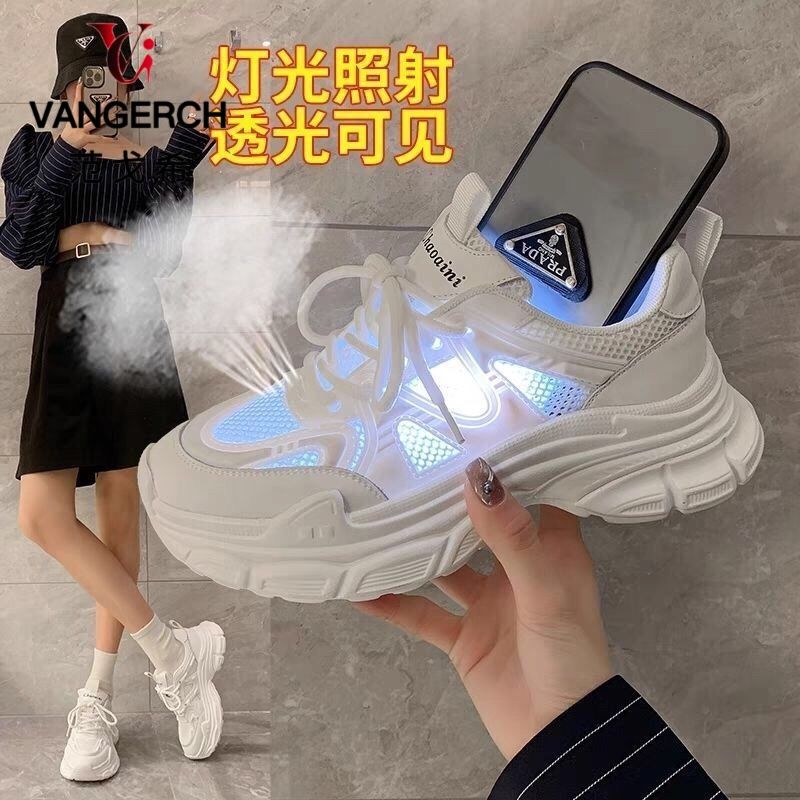 fangoxi daddy shoes women's shoes 2024 new summer mesh shoes breathable mesh popur thi-soled white shoes sneakers