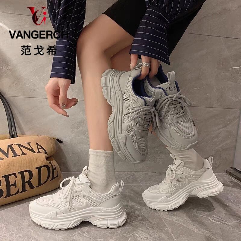 fangoxi daddy shoes women's shoes 2024 new summer mesh shoes breathable mesh popur thi-soled white shoes sneakers