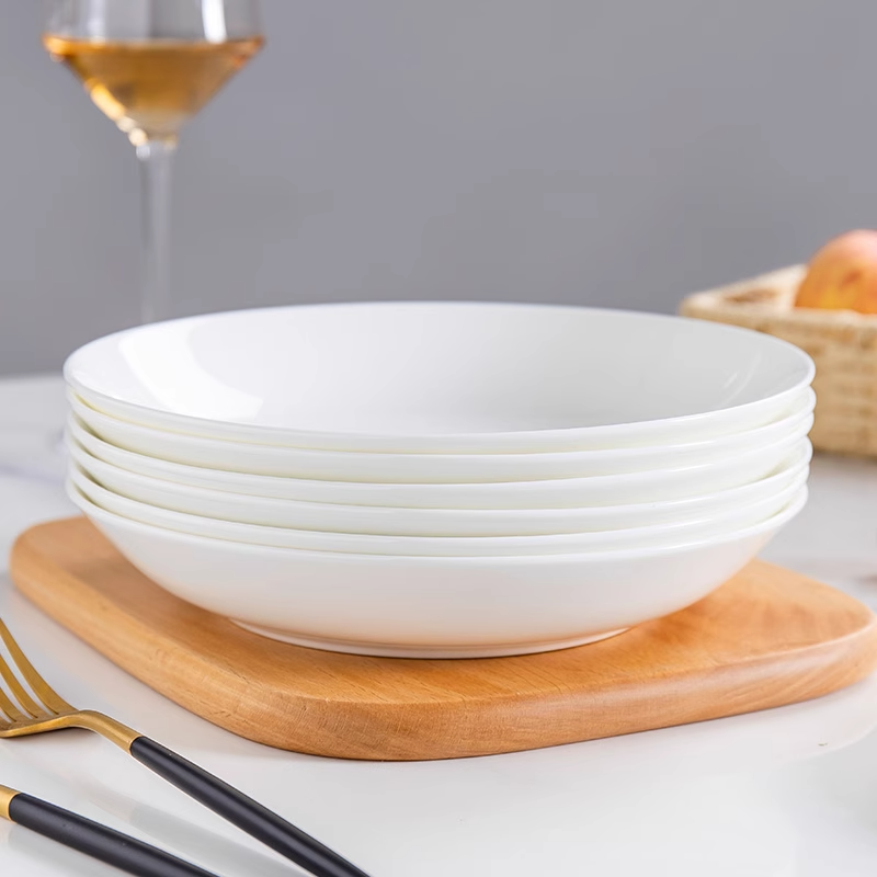 plate jingdezhen bone china tableware ceramic household turnip plate soup plate disc underglaze color plate household pure white deep plates