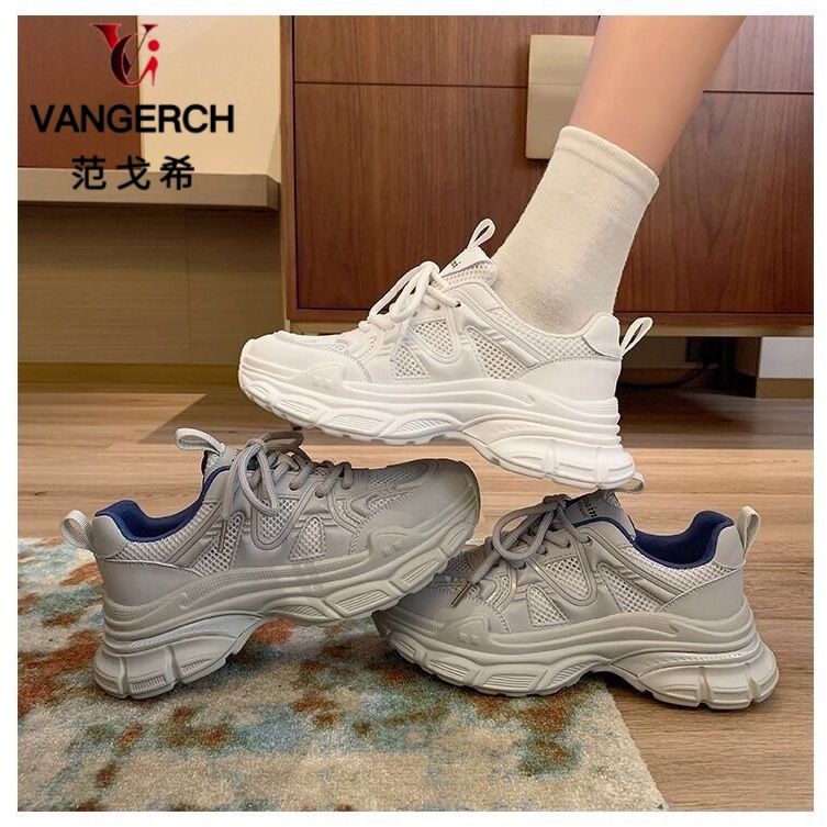 fangoxi daddy shoes women's shoes 2024 new summer mesh shoes breathable mesh popur thi-soled white shoes sneakers