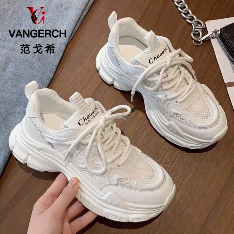 fangoxi daddy shoes women's shoes 2024 new summer mesh shoes breathable mesh popur thi-soled white shoes sneakers