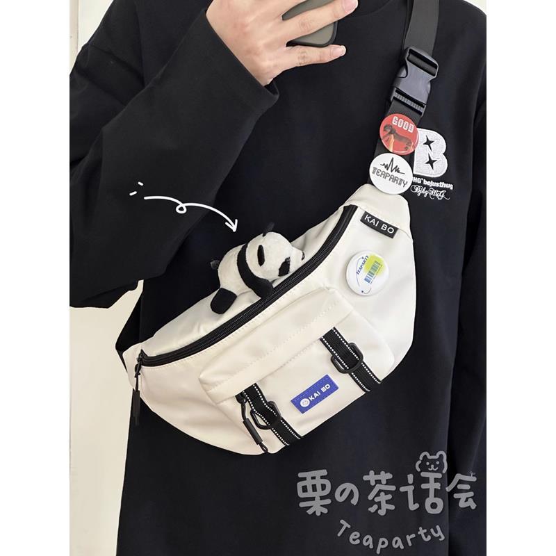 south korea ins retro neutral workwear chest bag male trendy student all-match waist bag japanese leisure street crossbody bag female