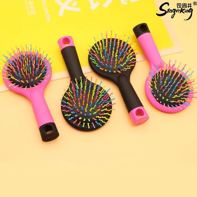 Rainbow Anti-Static Comb Airbag Massage Hair Dye Comb Cute Korean Style Curly Hair with Mirror Mini Air Cushion Comb