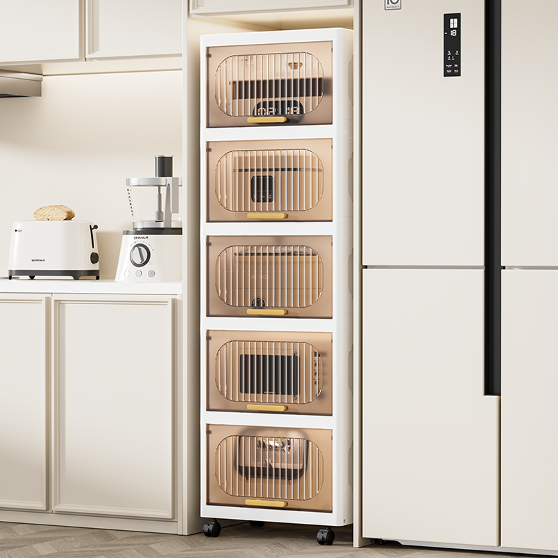 flip gap storage cabinet kitchen storage rack bathroom floor storage cabinet multi-layer refrigerator gap locker