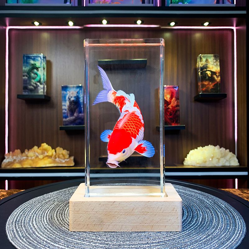 [fish every year] crystal brick luminous decoration gift home hallway office meaning wealth art gift