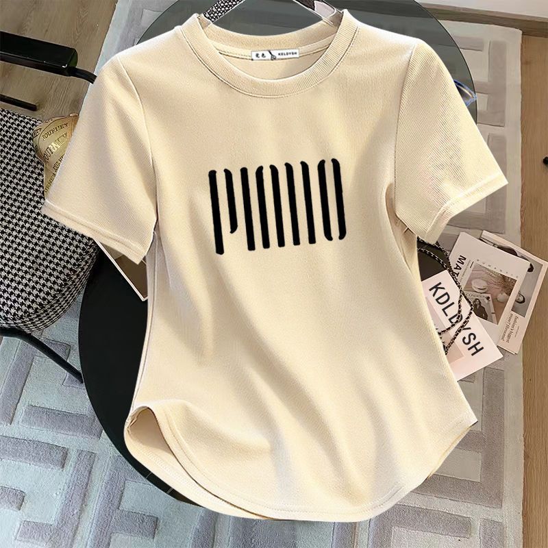 2024 summer arc slim fit slimming short sleeve t-shirt top plump girls plus size women‘s clothing trendy half sleeve t-shirt 100.00kg