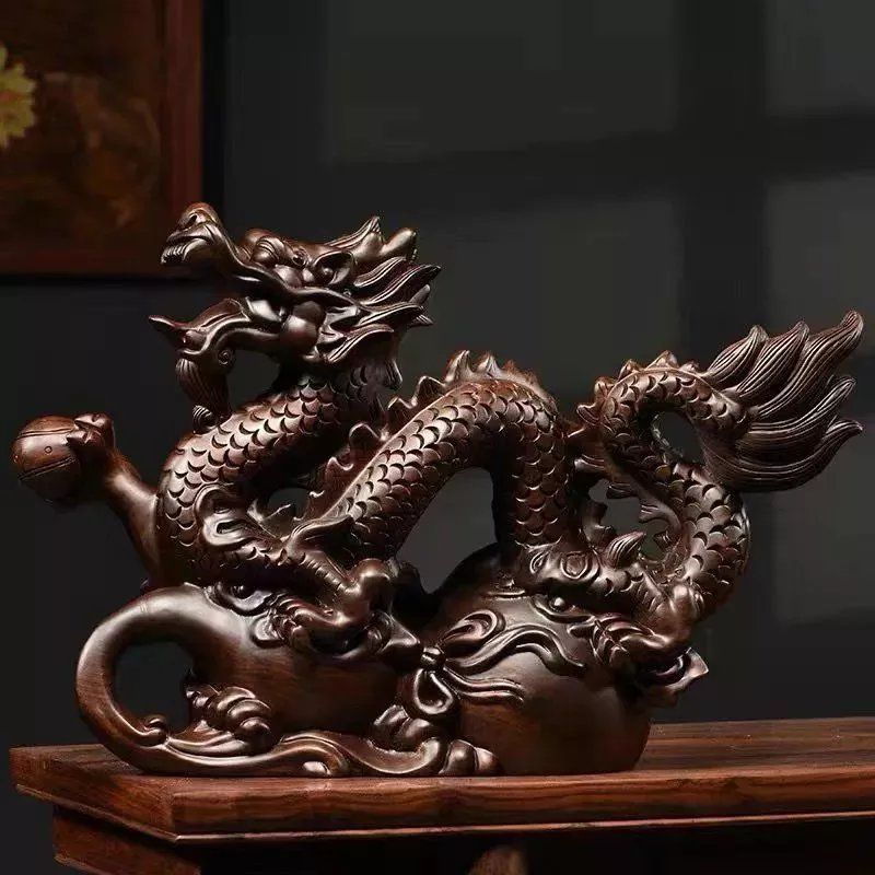 ebony dragon ornaments solid wood twelve zodiac dragon furnishings home living room office decorations crafts gift