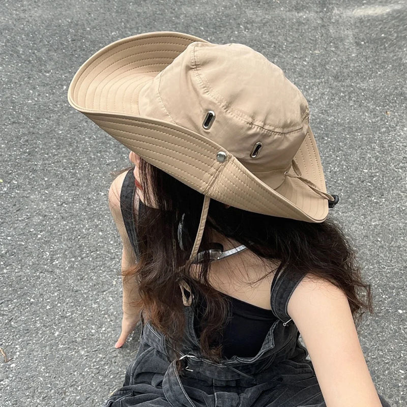 hat bucket hat hat outdoor waterproof men‘s and women‘s cowboy hat hiking sun-proof mountaineering western big head circumference sun-proof women‘s